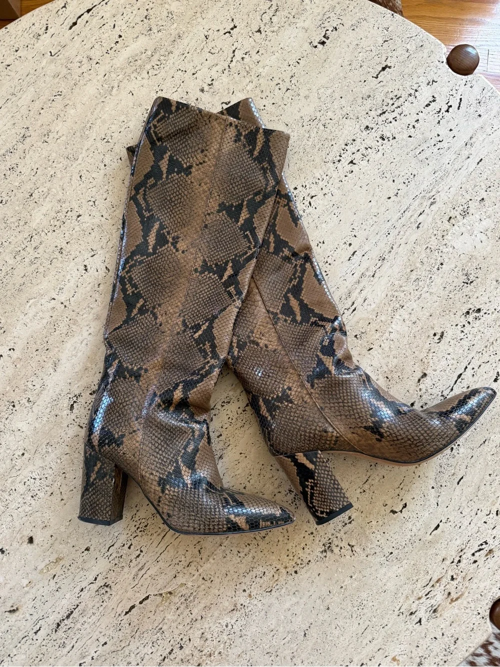 Paris Texas Boots Anja Leather Snake Print Knee High Boots 39.5 Italy